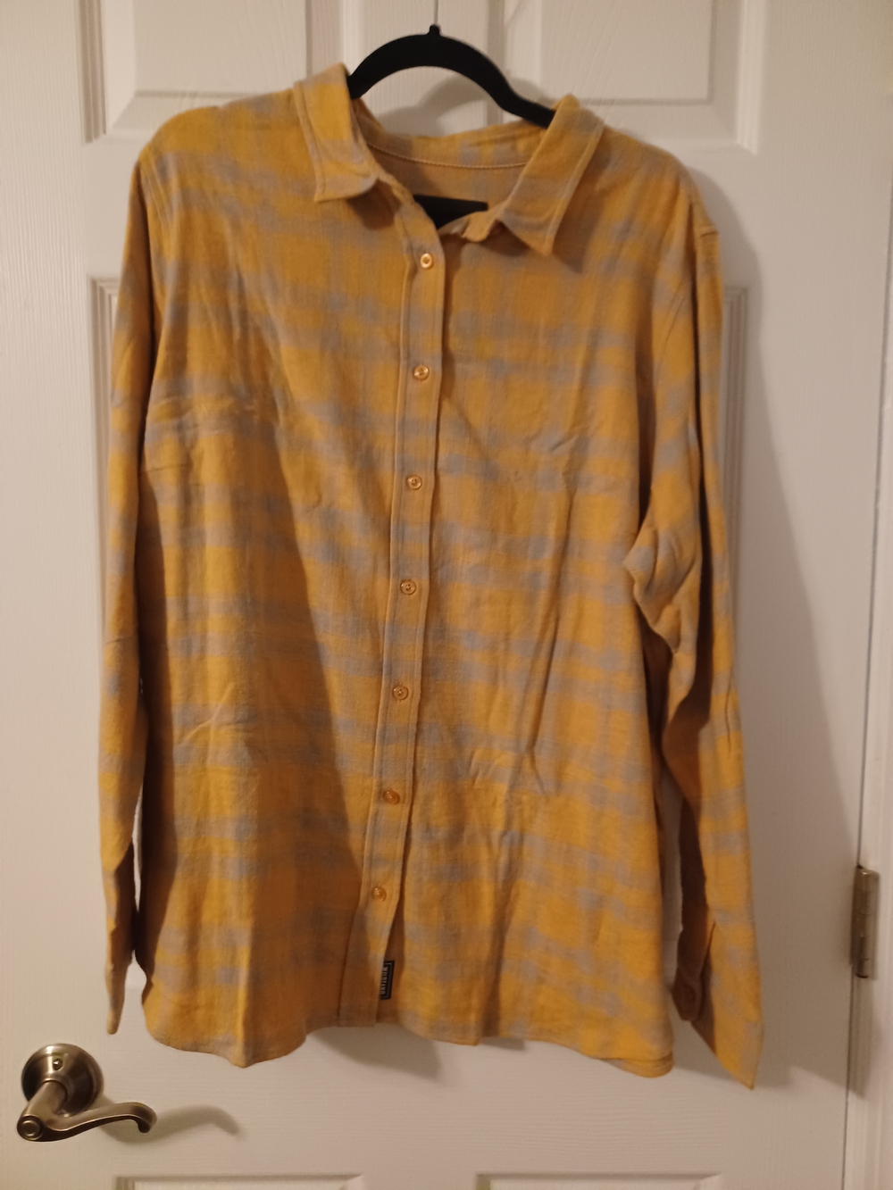 Wildfang Mustard Yellow and Light Gray Checked Button-Up